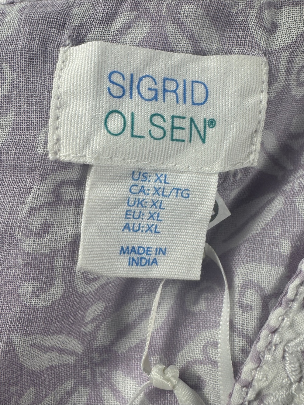 NWT Sigrid Olsen Women XL Tunic Blouse Matching Scarf Set Purple Floral - Picture 2 of 14